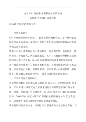 中國IDC市場(chǎng)深度分析及互聯(lián)網(wǎng)接入服務(wù)業(yè)務(wù)探析